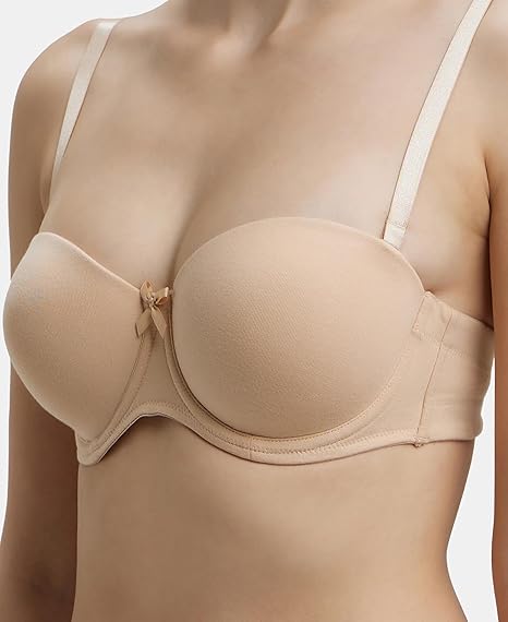 Jockey FE52 Women’s Strapless Underwired Cotton Bra – Padded Full Coverage Multiway Style